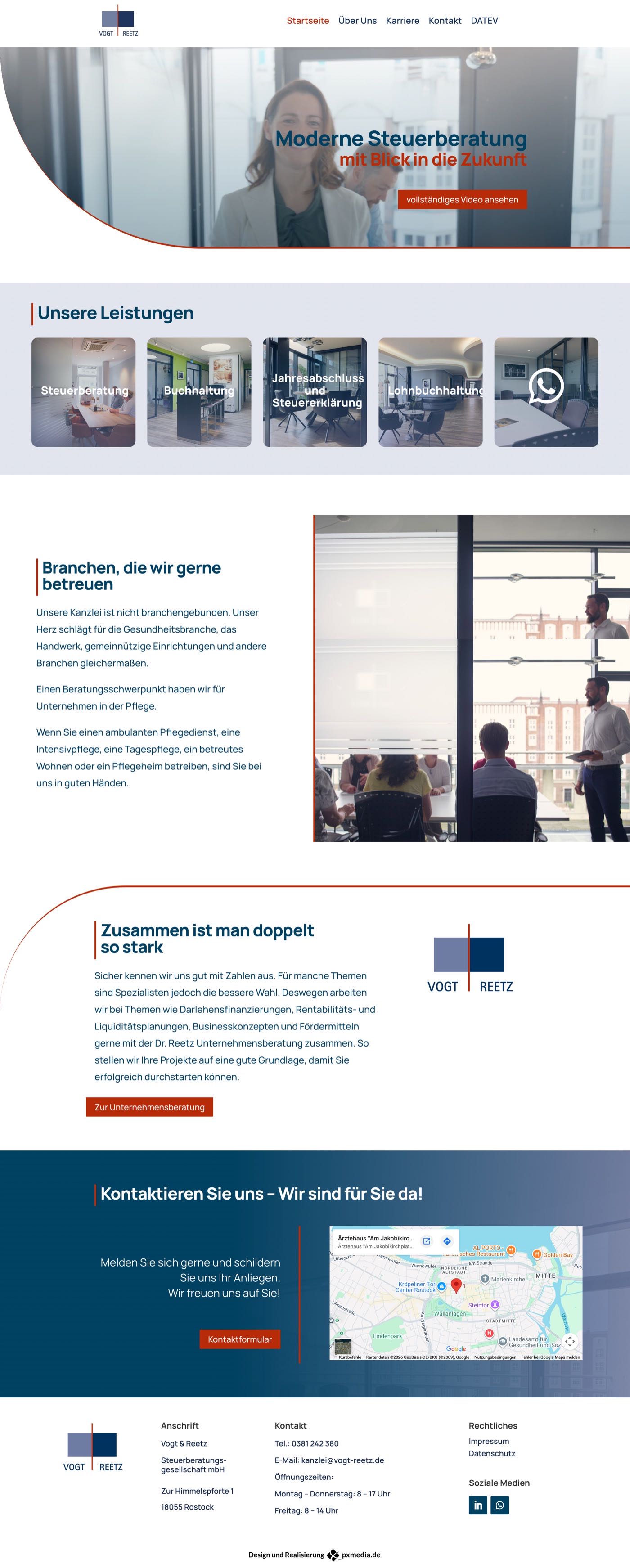 Screenshot der Website von Vogt & Reetz